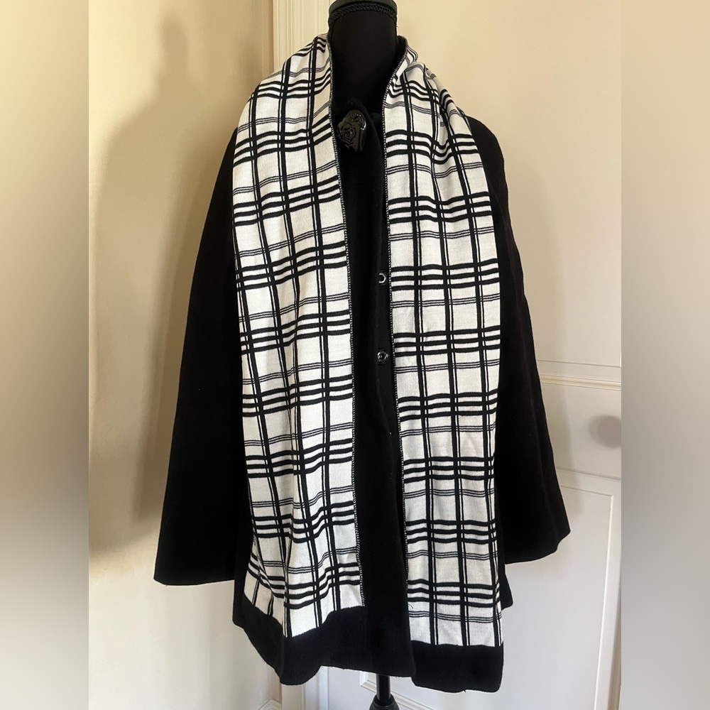 NWT Kate Spade Black and White Plaid Scarf and Matching Beanie - Picture 6 of 12